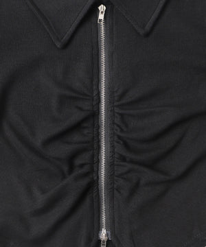 フロントギャザーWジップT