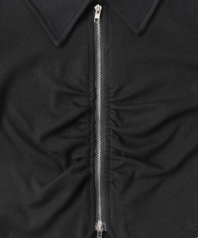 フロントギャザーWジップT