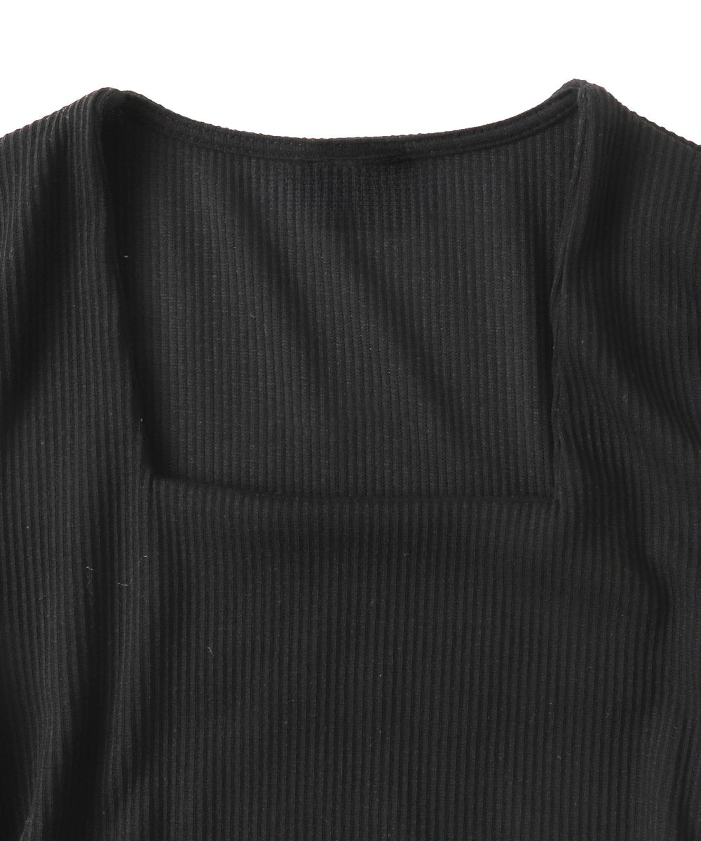 スクープネックサイドギャザーミニワンピ