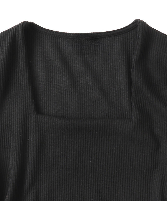 スクープネックサイドギャザーミニワンピ