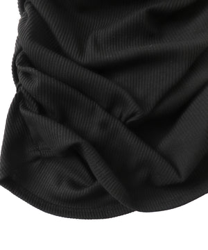 スクープネックサイドギャザーミニワンピ