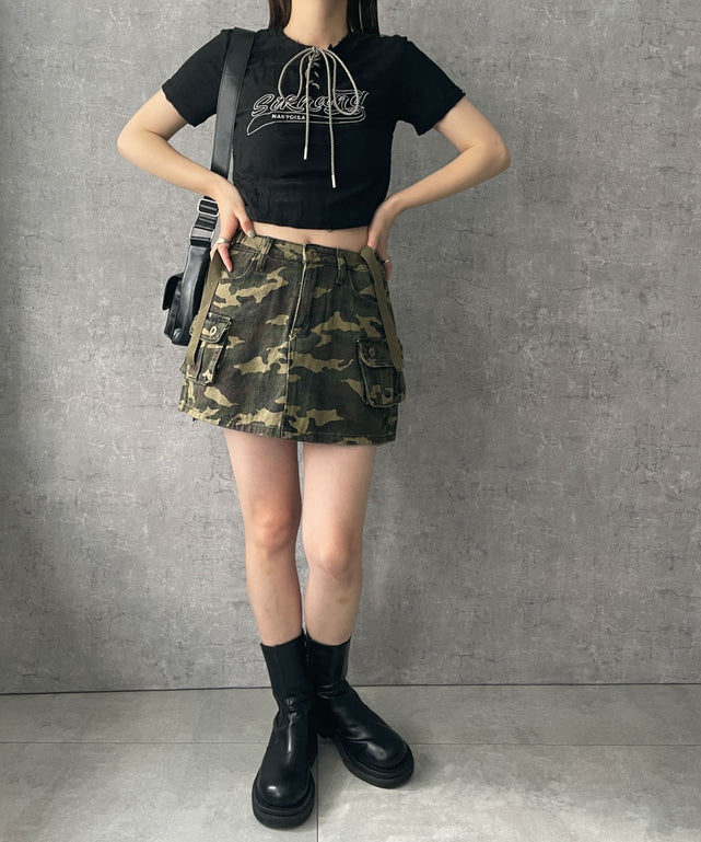 ヴィンテージフロントレースアップT【一部店舗限定】｜WEGO