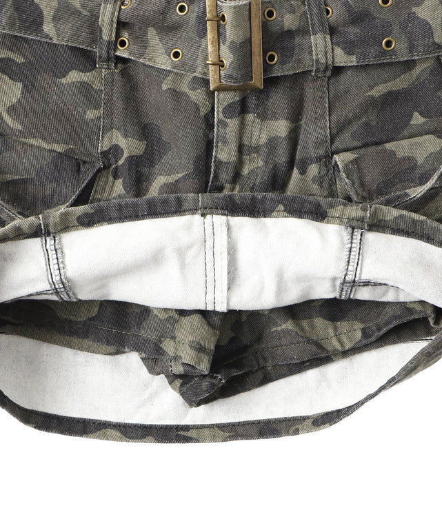 ベルト付きカーゴポケットミニスカパン