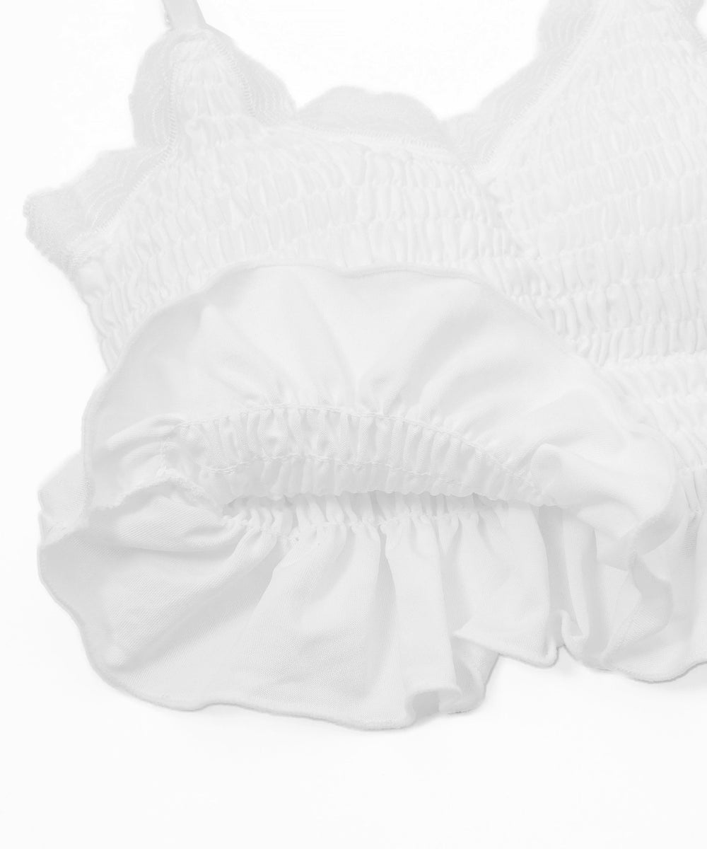 カップ付きシャーリングフリルキャミソール