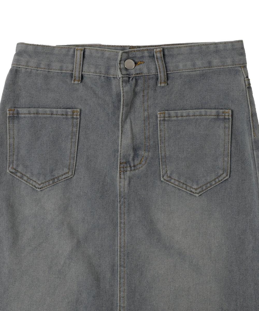 デニムフリンジフレアスカート