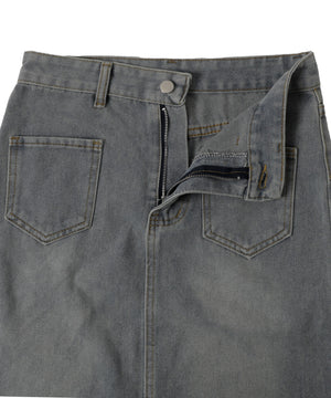 デニムフリンジフレアスカート