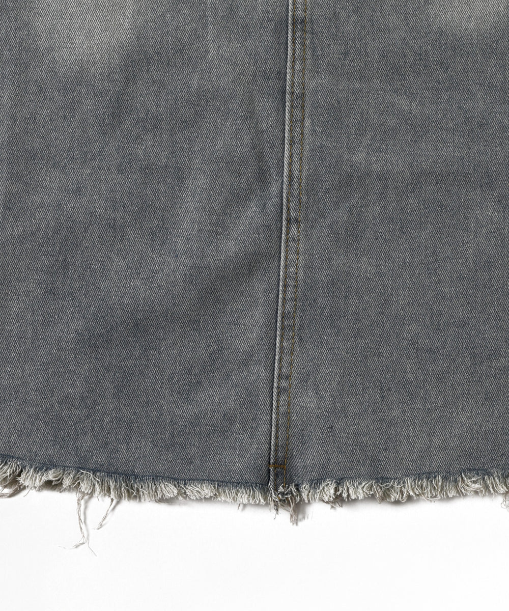 デニムフリンジフレアスカート