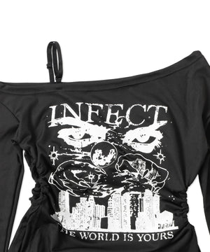 ワンショルダーデザインロンT