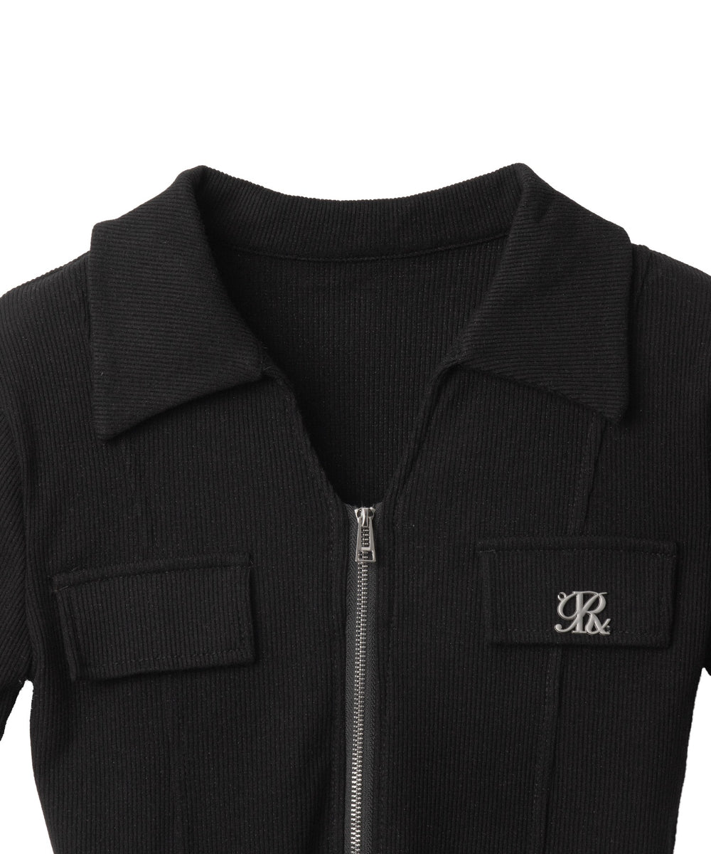 ワンポイントWジップチビT