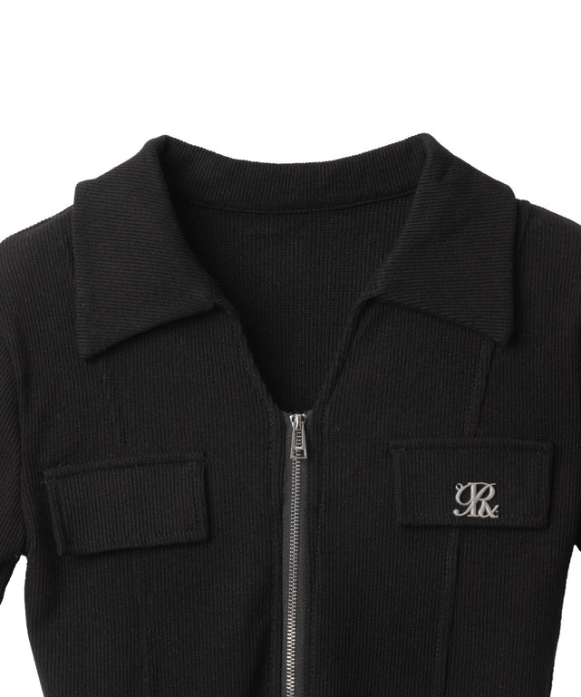 ワンポイントWジップチビT