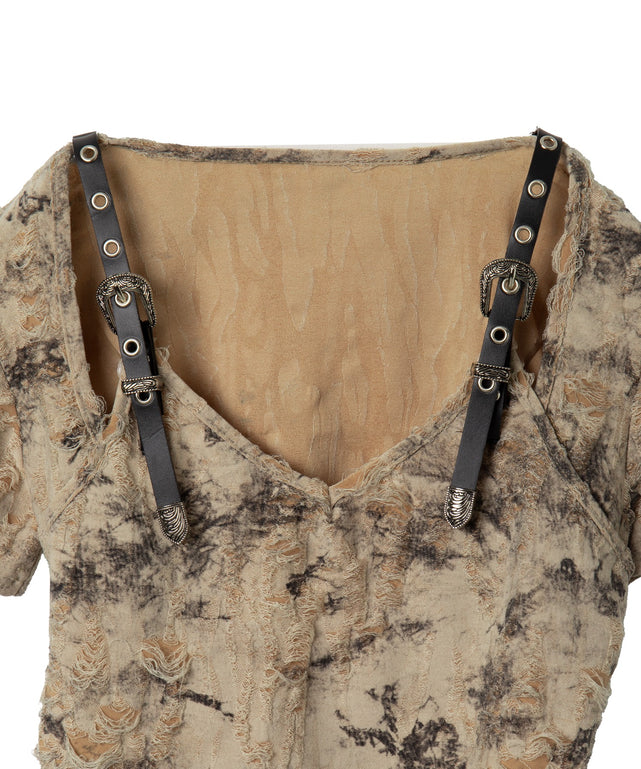 肩ベルトVネッククロップドT