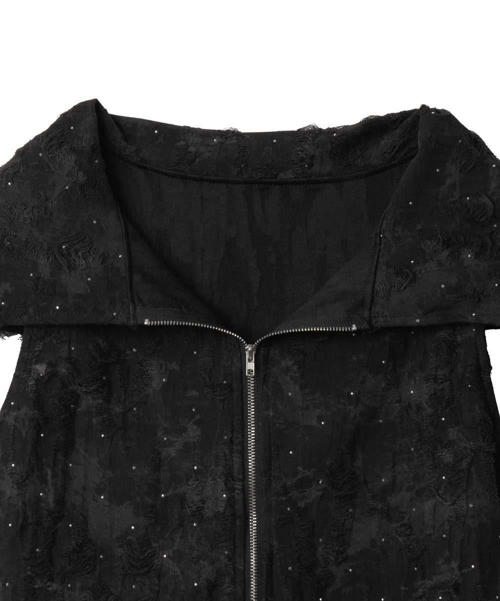 NSダメージWジップトップス