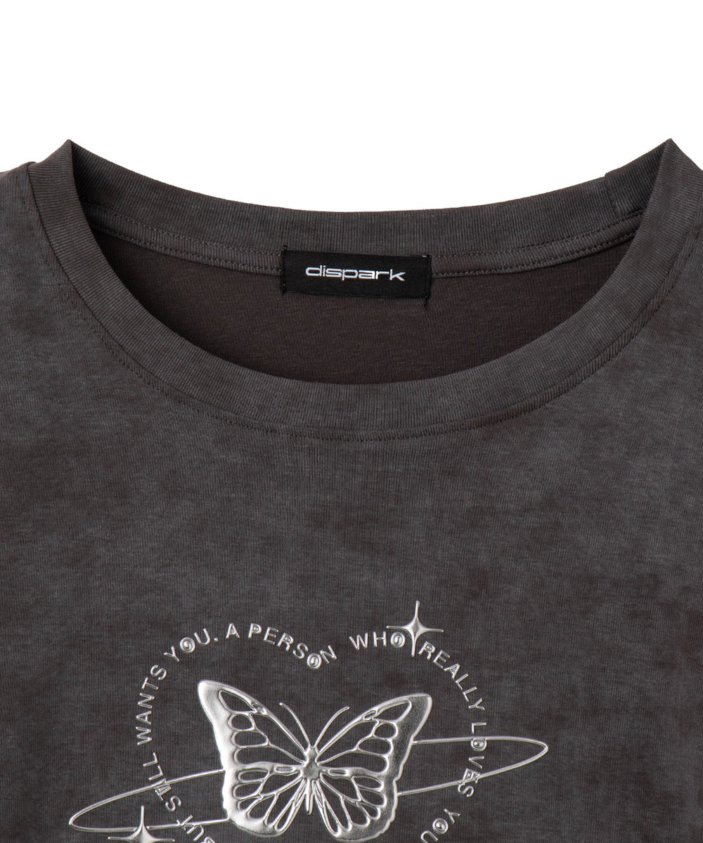 メタリックバタフライサークルロゴT