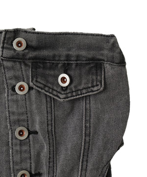 オフショルダーサイド切替デニムスーツ