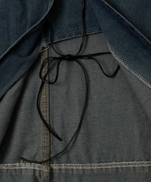 レースアップデニムロングスカート