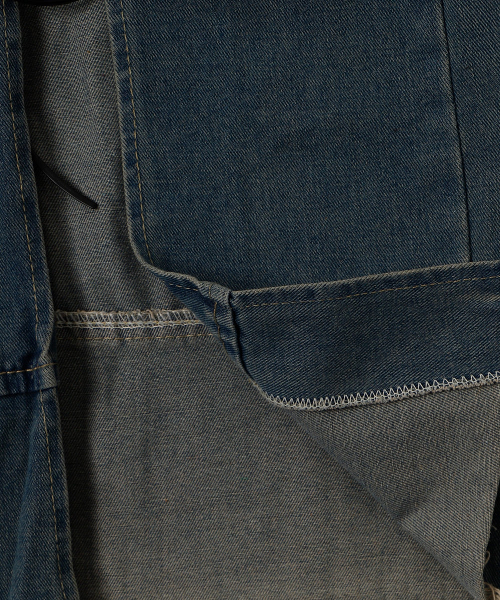 レースアップデニムロングスカート