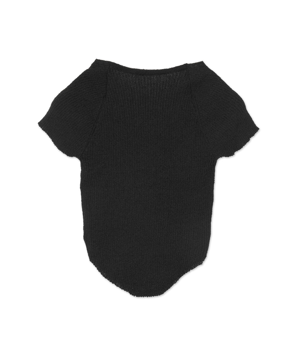 フレンチスリーブネックリブニット