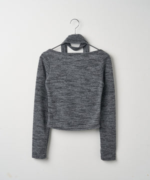 チョーカー付きスラブニットプルオーバー