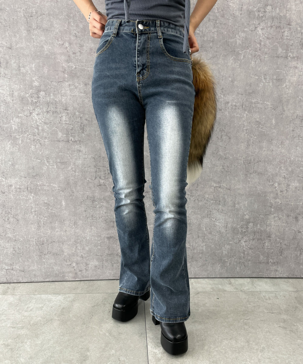 デニム中濃色　モデル:154cm M着用