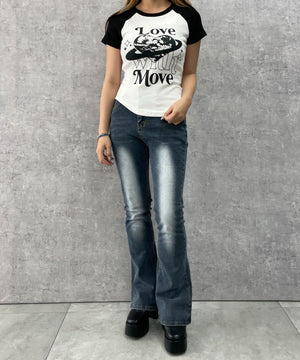 デニム中濃色　モデル:154cm M着用