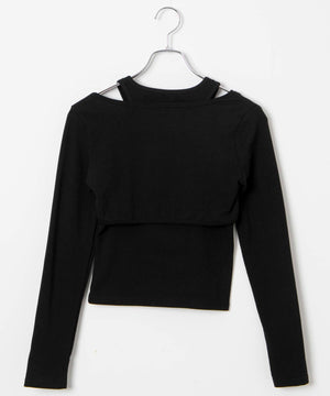 ブローチ付きレイヤードピチトップス