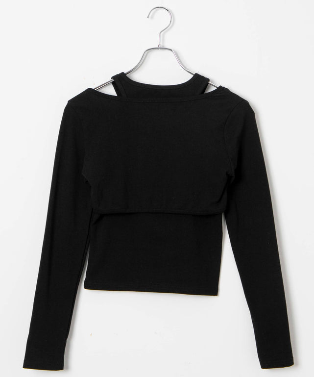 ブローチ付きレイヤードピチトップス