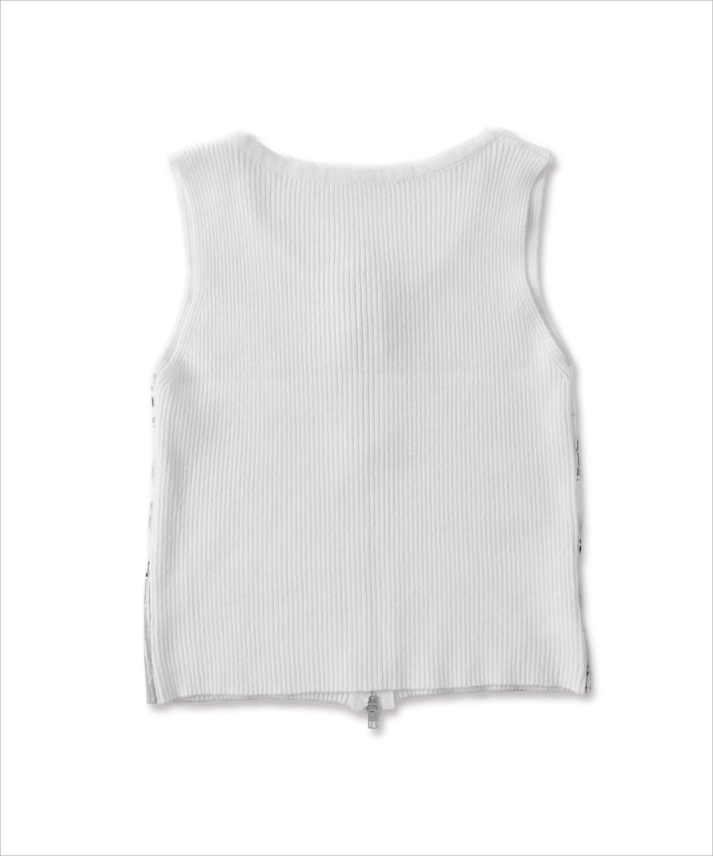 Wジップロゴプリントタンク