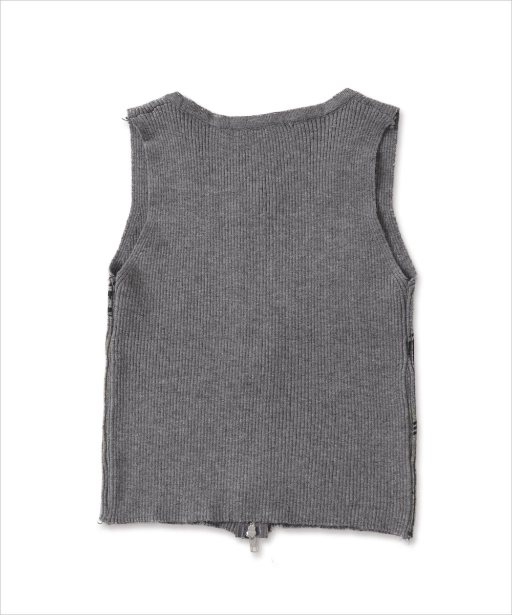 Wジップロゴプリントタンク