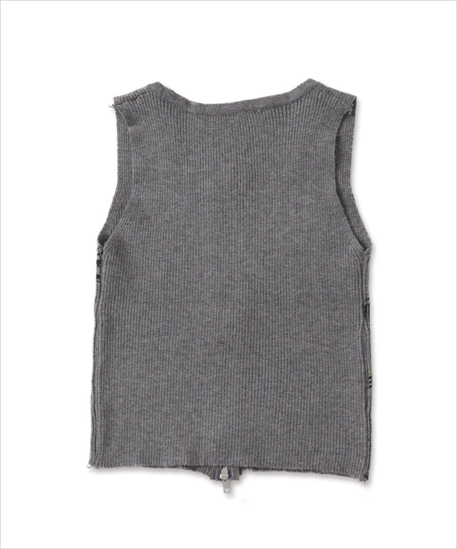 Wジップロゴプリントタンク