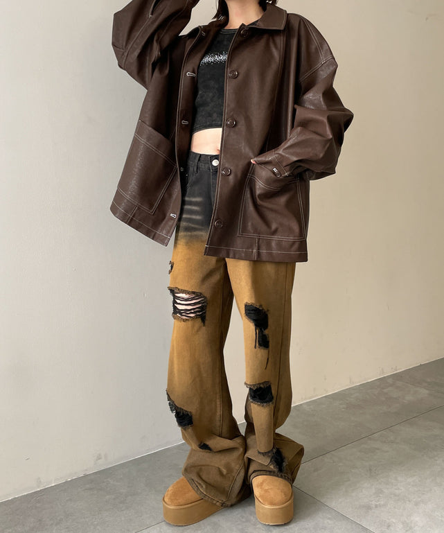 ブラウン　モデル:155cm F着用