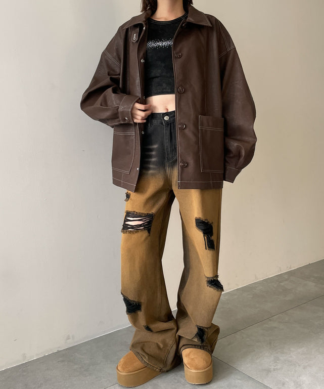 ブラウン　モデル:155cm F着用