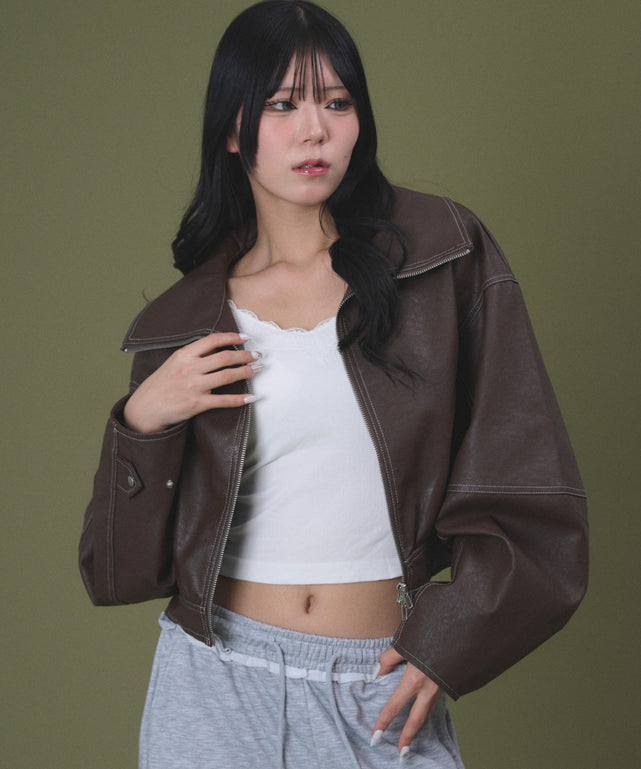 配色ステッチWZIPショートブルゾン【一部店舗限定】｜WEGO