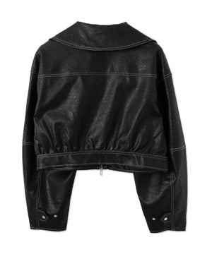 配色ステッチWZIPショートブルゾン