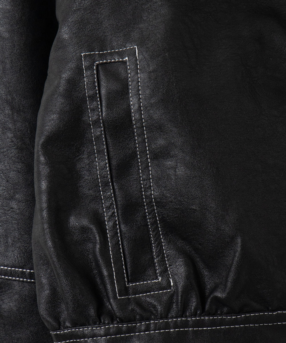 配色ステッチWZIPショートブルゾン