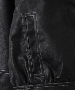 配色ステッチWZIPショートブルゾン