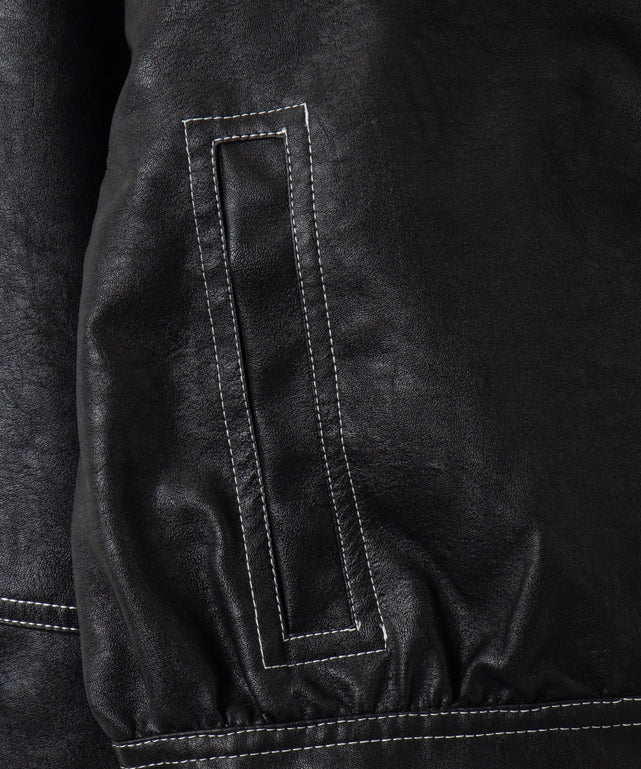 配色ステッチWZIPショートブルゾン