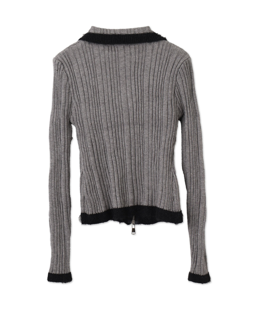 バイカラーWジップニット