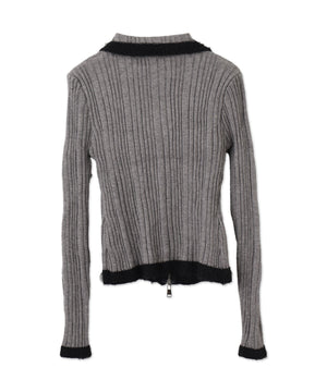 バイカラーWジップニット