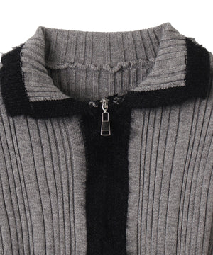 バイカラーWジップニット