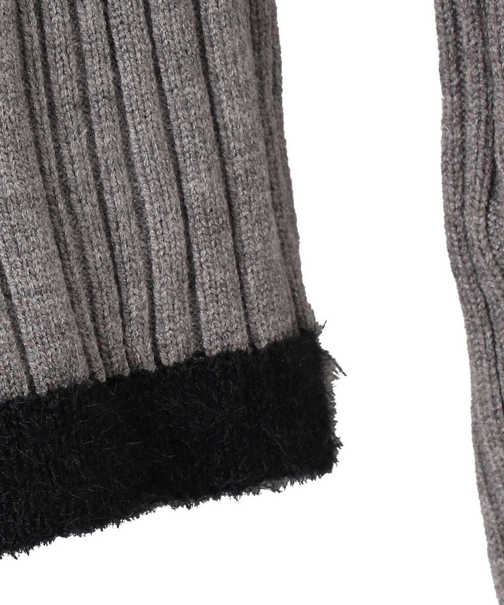 バイカラーWジップニット