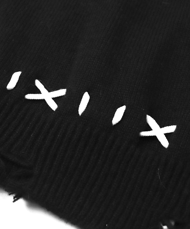 バタフライダメージワンショルダーニット