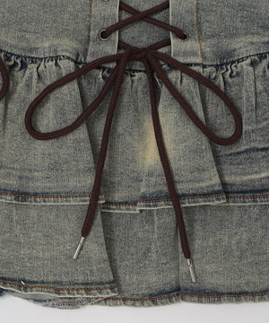 レースアップティアードミニスカパン