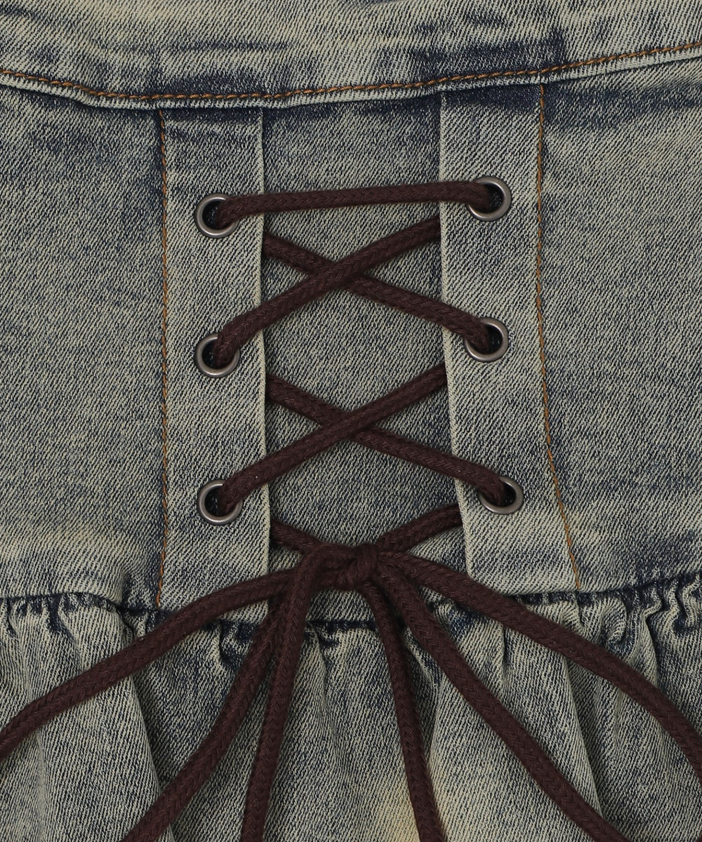 レースアップティアードミニスカパン