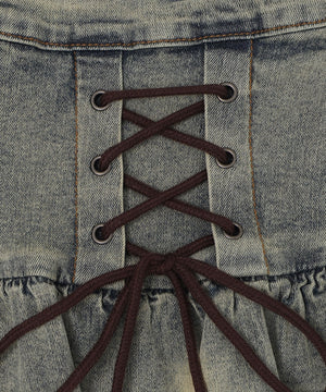 レースアップティアードミニスカパン