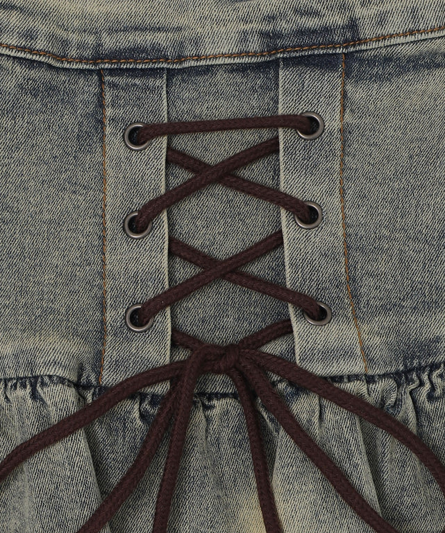 レースアップティアードミニスカパン