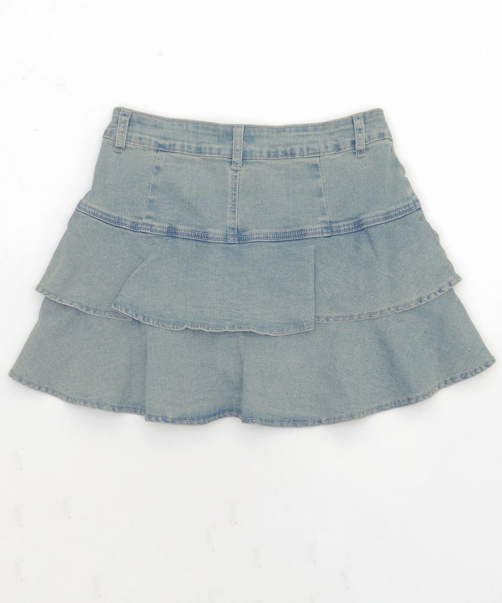 ティアードデニムミニスカパン