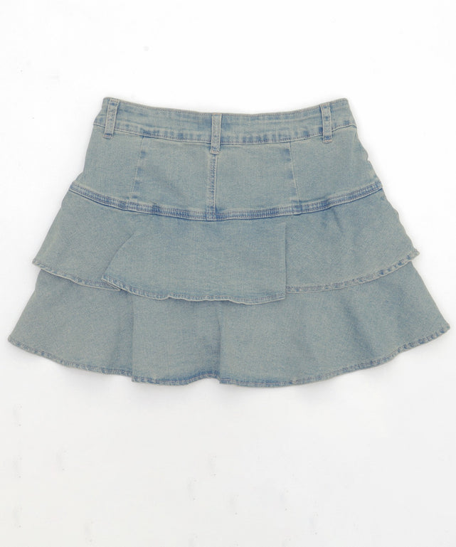 ティアードデニムミニスカパン