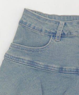 ティアードデニムミニスカパン