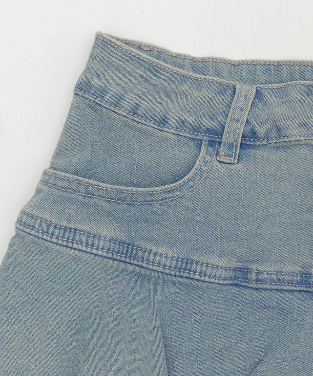 ティアードデニムミニスカパン