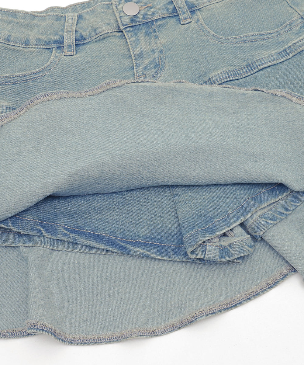 ティアードデニムミニスカパン